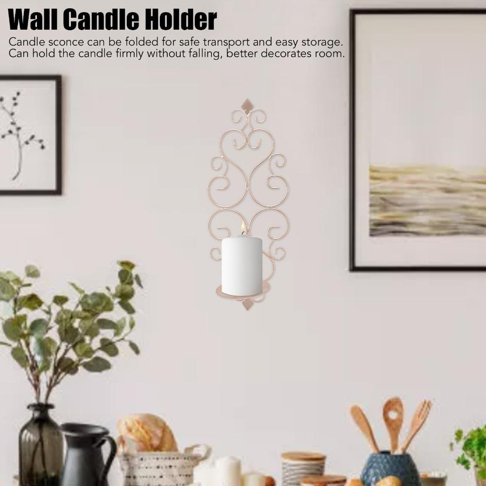 14.96x5.51x4.33 in Foldable Iron Candle Holder Golden Wall Candle Decor  Wedding