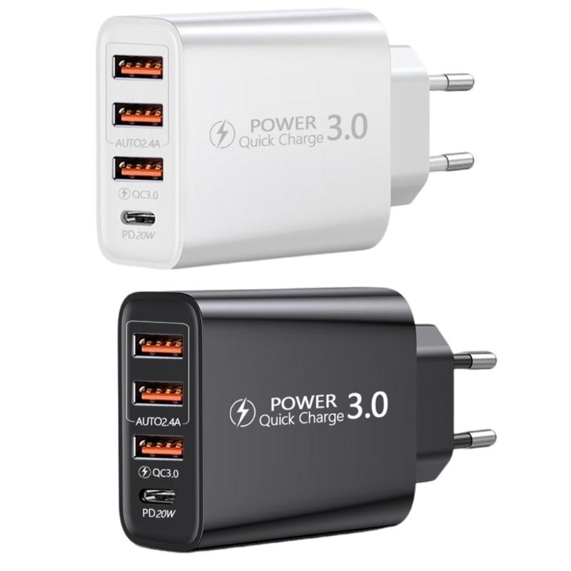 To Europe Charger With 3 USB Type C Port Fast Charging Universal Travel Adapters For Multiple Devices