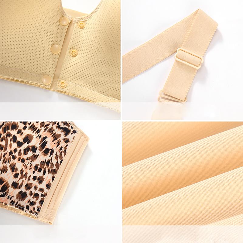 Sexy Leopard Print Large Size Bra Without Steel Ring Vest Front Buckle Bra Suitable for Big Breasts