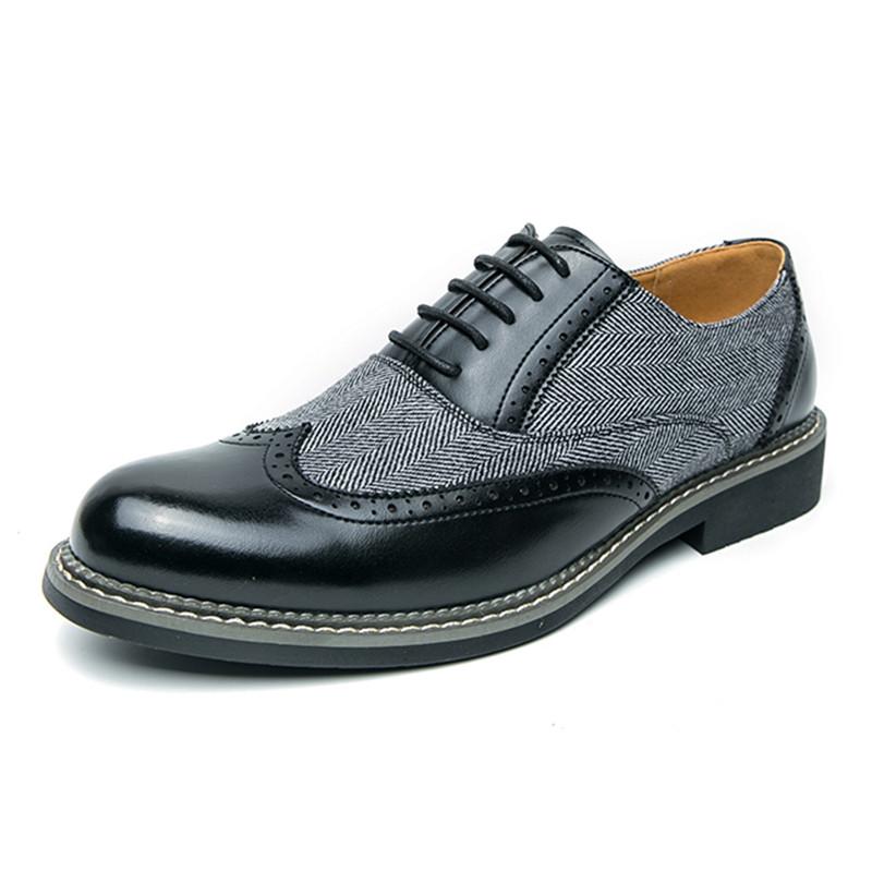 Retro Fashion New Mix Patchwork Patent Leather Lace Up Brogues Shoes For Men Formal Wedding Groom Prom Flats Zapatillas Hombre