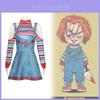 Fantasia Cosplay Chucky de Brinquedo Assassino com Tecido de Poliéster para Festas Temáticas de Halloween
