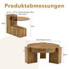 [Separable Coffee Table Set] MDF Wood-Look + 0.6 Cm Brown-Tinted Safety Glass - Combined As a Coffee Table / Split Into Two Side Tables.