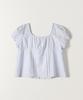 Tudument Polka Dot Puff Sleeve Blouse Light Blue