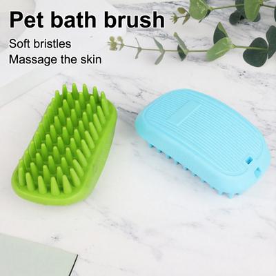 Rubber Pet Grooming Brush, Rounded Soft Bristles, Pet Bath Scrubber Massage Brush, Gentle Shedding Brush for Short Haired Cats Dogs