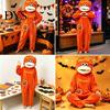 Halloweenský Cosplay Kostým Stvoření s Velkými Ústy Jednodílné Pyžamo, Dýňové Fleecové Kapucové Unisex Jednodílné Pyžamo Oblečení na Spaní Domácí Oblečení Volný Střih