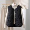 Women Loose Sleeveless Vest Round Neck Thin Quilted Cardigan