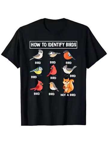 Come Identificare Uccelli, Non Uccelli, Scoiattoli, Immagini Divertenti, Birdwatcher e Magliette Grafiche Casual. Abbigliamento Donna Estate Y2K