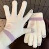 Candy Color Winter Warm Gloves Heart Embroidery Fuzzy Cold Proof Gloves  For Women