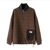 Women's Quilted High Neck Zipper Pullover Sweater - 2024 Autumn/Winter Collection, Petite Fit, No Hood