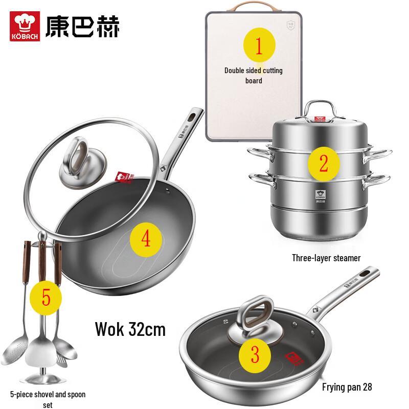 KBH 4th Gen True Titanium 5-Piece Cookware Set