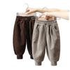 Winter Kids Corduroy Pants Fleece Lined Thick Warm Joggers Boys Girls Casual Sports Trousers