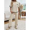 Women's Autumn and Winter Temperament Communicator Collision Short Sleeve Long Pants Sweater Set