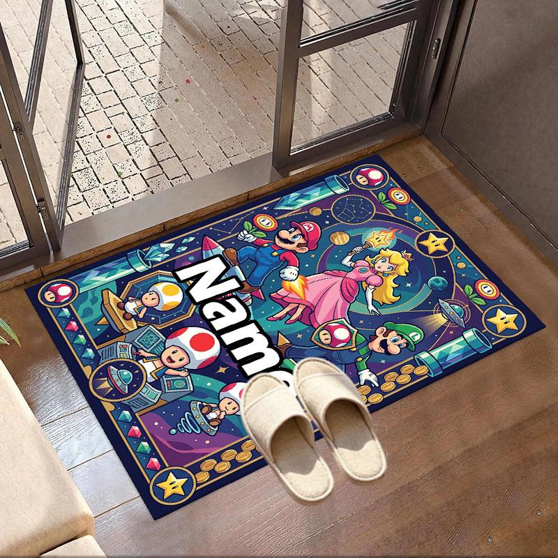 Custom Name Personalized Princess Peach Toadstool Print Carpet, Versatile Home Decor Rug, for Playroom, Apartment, Balcony, Entryway, Hallway Gift