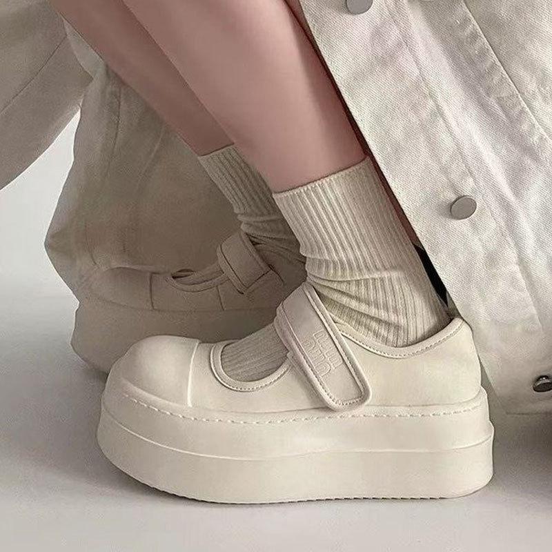 Summer Mary Jane women's shoes platform heightening small white shoes breathable hollow shoes with skirts versatile casual lazy shoes