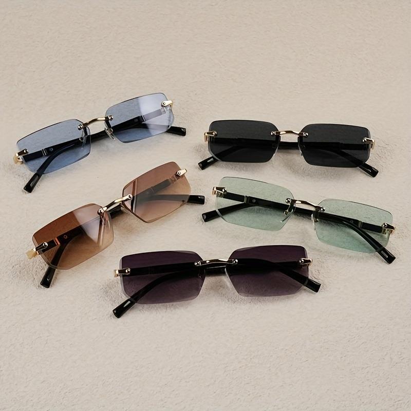 5pcs High Definition Sunglasses for Men Ladies Blue Light Blocking Eye Protection Eyewear Rimless Square Frame Eyeglasses Goggle