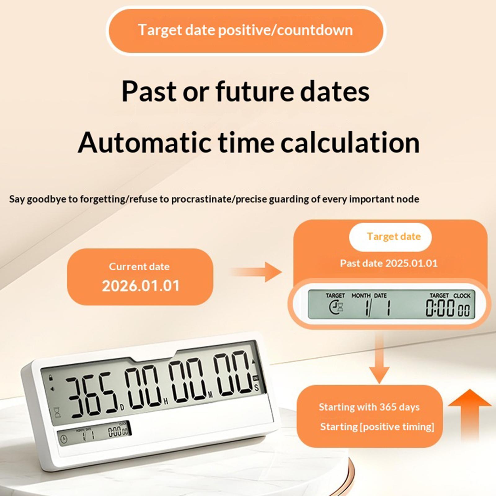 Day Countdown Electronic Timer with Stand Magnetic Target Time Clock Slim Digital Alarm Clock for Home Office Desktop Decor China Mainland