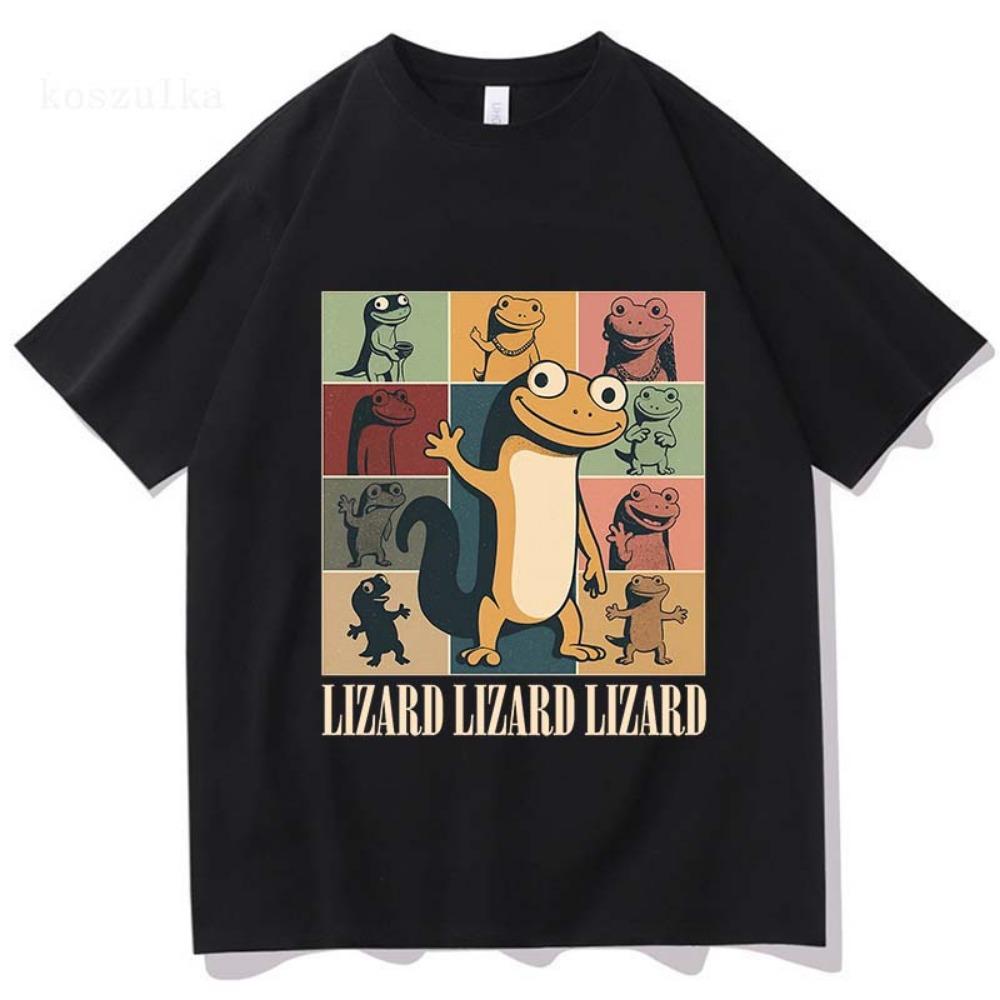 Fashion Lizard Meme Cartoon Graphic T-shirt Short Sleeve Cotton O-neck Tshirts Casual Funny Printing T Shirts Men Tees