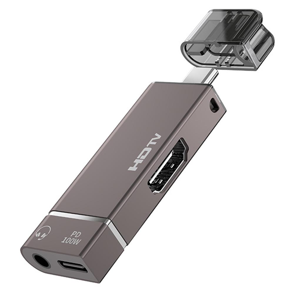 

Адаптер Type-C до HDMI з аудіо та зарядкою 3 в 1 Адаптер для дзеркалювання екрана телефону на телевізор Зарядка PD100W Для iOS Android Windows Mac As Shown A