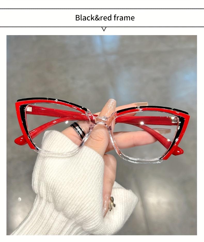 

New style Cat Eye Clear Lens Glasses Retro Color Block Fashion Decorative Glasses Computer Spectacles For Women красный