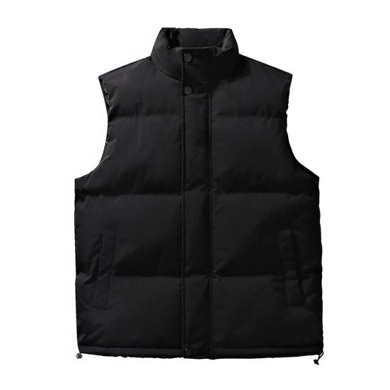 Men Down Waistcoat With Pockets Stand Collar Sleeveless Zipper Closure Autumn Winter