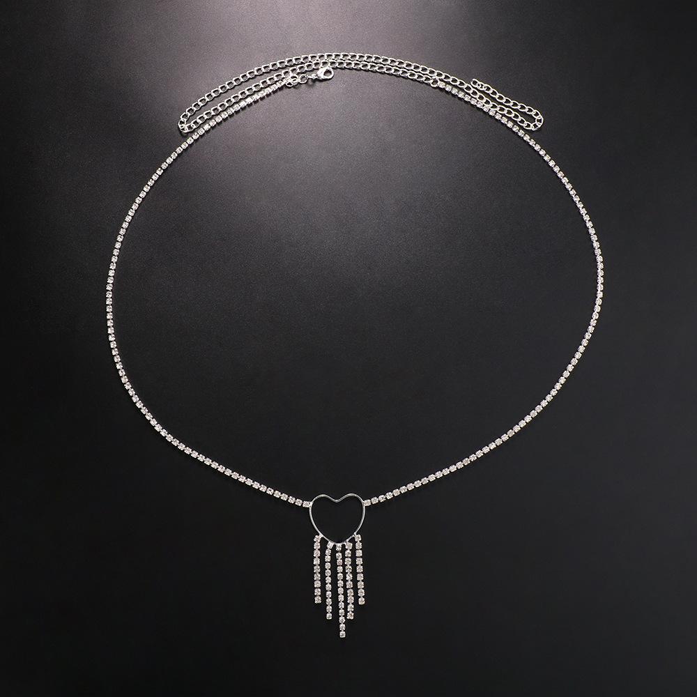 

Двухслойная цепочка на талию в форме сердца для женщин, сексуальные аксессуары для ночного клуба, рейв-фестиваля, стразы, цепочка для тела, украшения для бикини Gold