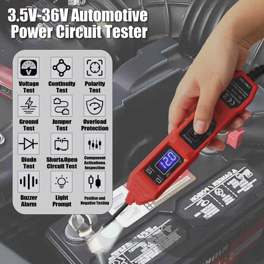 Universal 3.5-36V Automotive Circuit Tester Electrical System Tester Voltage Power Probe Kit Diagnostic Tool LED Digital Display