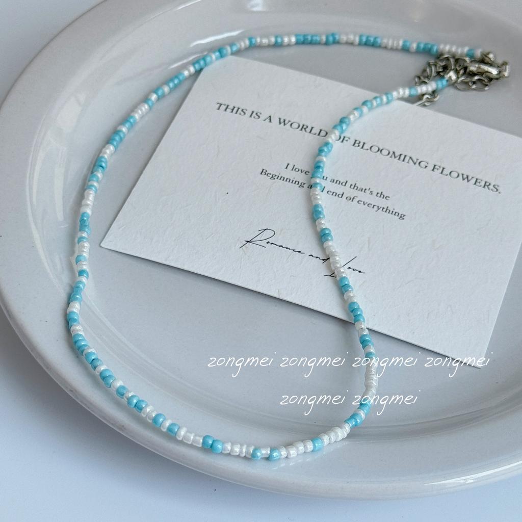 Einfacher Perlen-Choker Damen Koreanische Mode Anhänger Bunt Handgemacht Boho Halskette Kette Halskette Damen Schmuck Geschenk