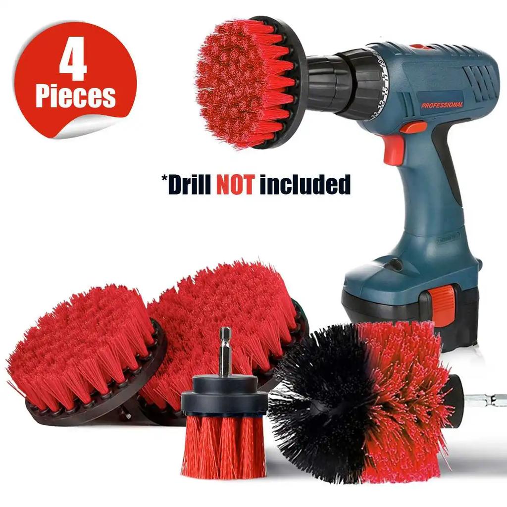 4PCS Drill Brush Cleaner Kit Power Scrubber Electric Brushes Drill Attachment Kit Power Scrub Brush for Cleaning Pool Car