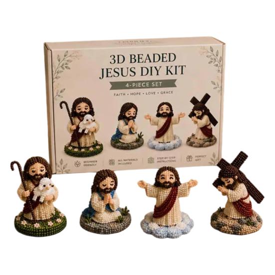 DIY Christian Beading Kit, 3D Beaded Jesus Virgin Mary Figurines Craft Set, Religious Figure Bead Art Kit for Adults Christian Gifts A