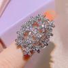 Cool Style High class Niche Design Fashion Flowers Full of Exquisite Diamond Zircon Womans Ring