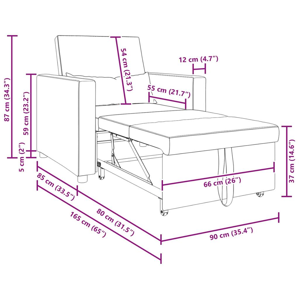 Extendable Sleeper Sofa Single Dark Green 90 x 165 x 87 cm