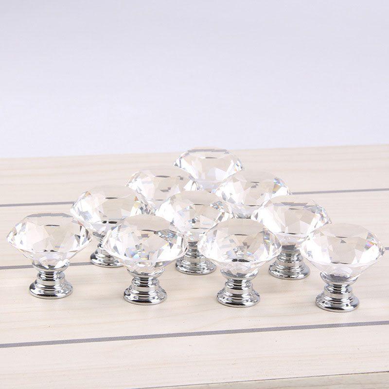 Premium Quality 10pcs Crystal Glass Cabinet Knob With Sparkling Diamond Design