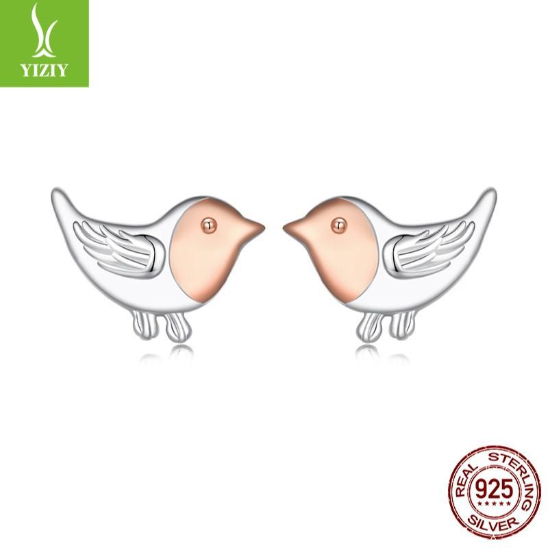 Small Fresh S925 Sterling Silver Three-Dimensional Bird Stud Earrings, Smart And Small Forest Wind Stud Earrings.