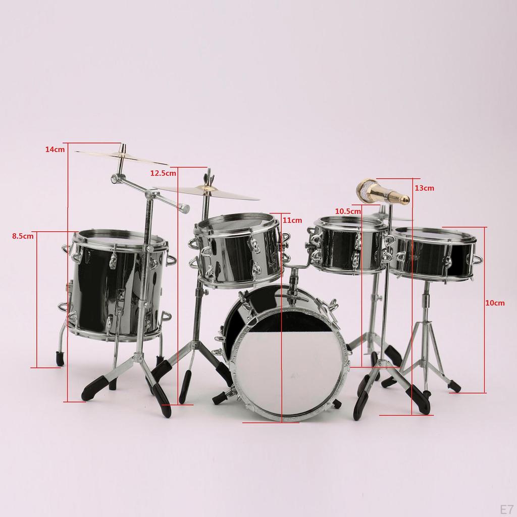 1:6 Mini Drum Set, Dollhouse Ornament Miniature Instrument Model for Bedroom Ornaments