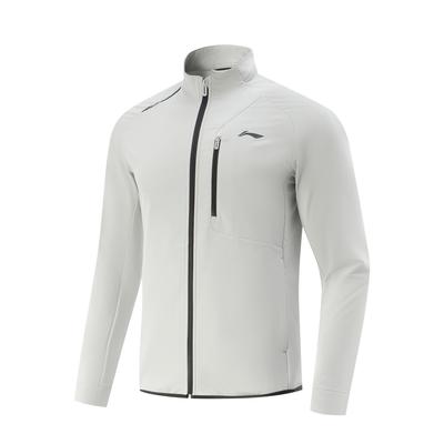 Li Ning Table Tennis Series Sports Casual Minimalist Solid Color Stand Collar Long Sleeve Windbreaker Unisex Outerwear Light-Gray AFDV919-2