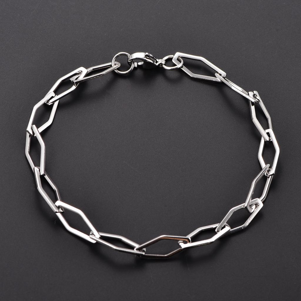 Stylish Stainless Steel Geometric Bracelet Link Hand Chain for Men Women Wristband Bangle Anklets Metal Summer Jewelry Accessory