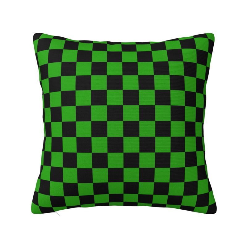 Black And Green Checkered Cushion Cover xcm Polyester Soft Geometric Plaid Throw Pillow Case For Sofa Home Decor Pillowslip