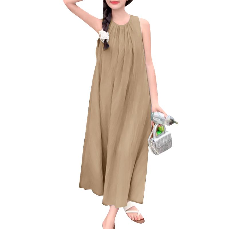 ZANZEA Women Casual Round Neck Summer Sleeveless Dress