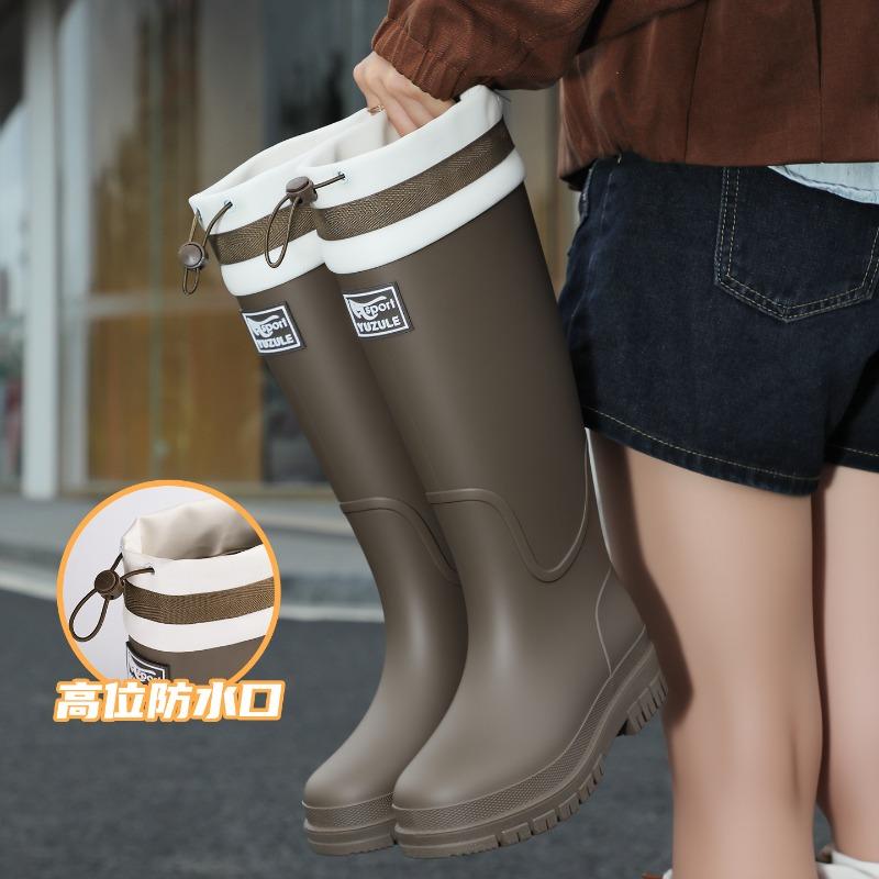 thick-soled wear-resistant rain shoes women's non-slip high-tube rain boots outdoor wading long tube car wash water boots work water shoes