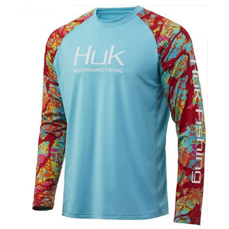 Mens Quick-Dry UV Protection Fishing Shirt Long Sleeve Bamboo Fiber Outdoor Performance Top Fall Angling