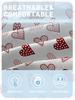 Simple 1 Modern Heart-Shaped Geometry Printed Matte Fitted Sheet, Bedroom Printed Bed Cover, Bedding Excluding Pillowcases