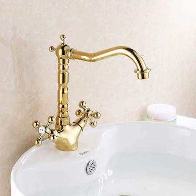 Waschbecken Armatur Badezimmer Waschbecken Armatur Drehbar Doppelgriff Küche Waschbecken Mischbatterie Armaturen Antik Voll Messing Armatur