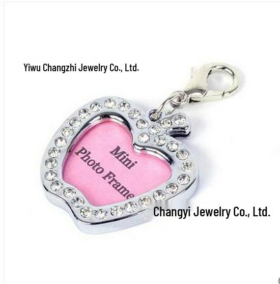 Rhinestone Pet Collar Pendant: Heart & Bone Shape Photo Frame, Anti-lost Info Tag, DIY for Cats & Dogs