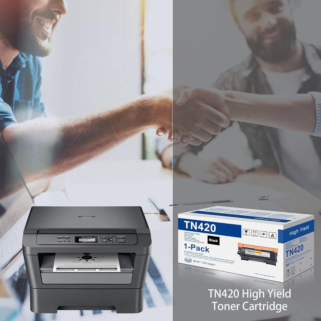 TN-420 Black Toner Cartridge Replacement for Brother TN420 HL-2270DW 2280DW 2230 MFC-7360N 7860DW DCP-7065DN Intellifax 2840 2940 Printer (2 Black)