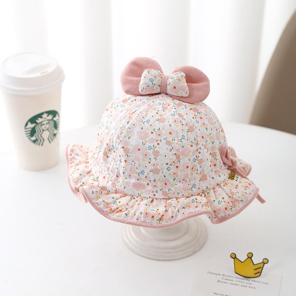 Toddler Girl Floral Bucket Hat With Bowknot And Drawstring Thin Spring Autumn Sun Hat Cute Baby Girls Outdoor Cap