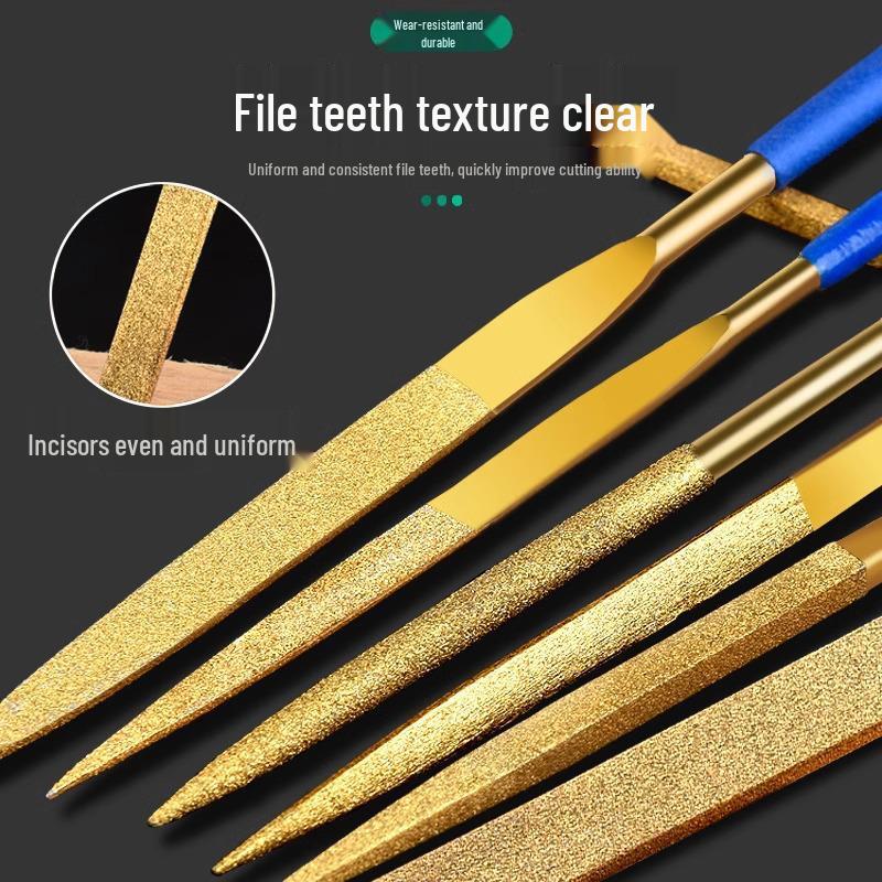Diamantfeilen mit Titanbeschichtung, Legierungsraspel-Set für Metall- & Jadeschleifen