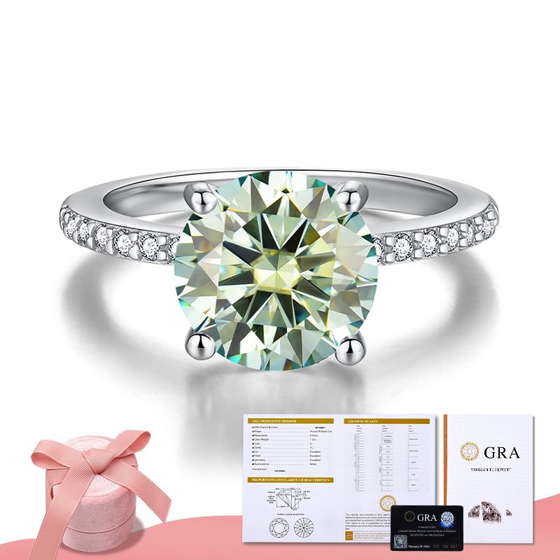 

Stylevel Роскошные красочные 3-каратные 5-каратные кольца с муассанитом для женщин, большие обручальные кольца-пасьянсы из стерлингового серебра 925 пробы, модные сверкающие ювелирные изделия US 5&3CT синий/зелёный