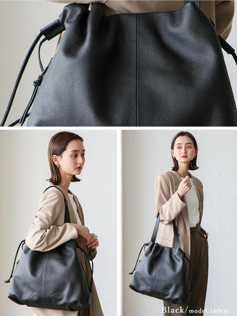 VITAFELICE Genuine Leather Tote Bag Women's One-Handle (sib-20060n) (Black)