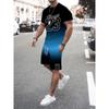 Summer Men's 3D Printing Gradual Change Sports Suit Fashion Versatile Trend Casual Breathable
