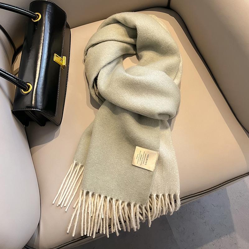 Gradual Change Color Matching Pure Wool Scarf Women's High-end Gift Gift Winter New Warm Cashmere Scarf